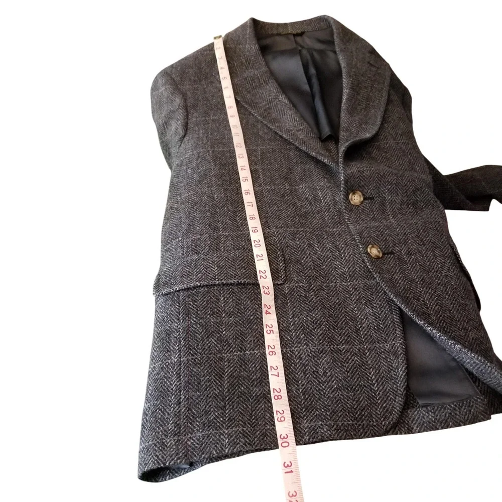 Palm Beach Vintage Mens Wool Herringbone Windowpane Sport Coat Blazer Grey 44R‎